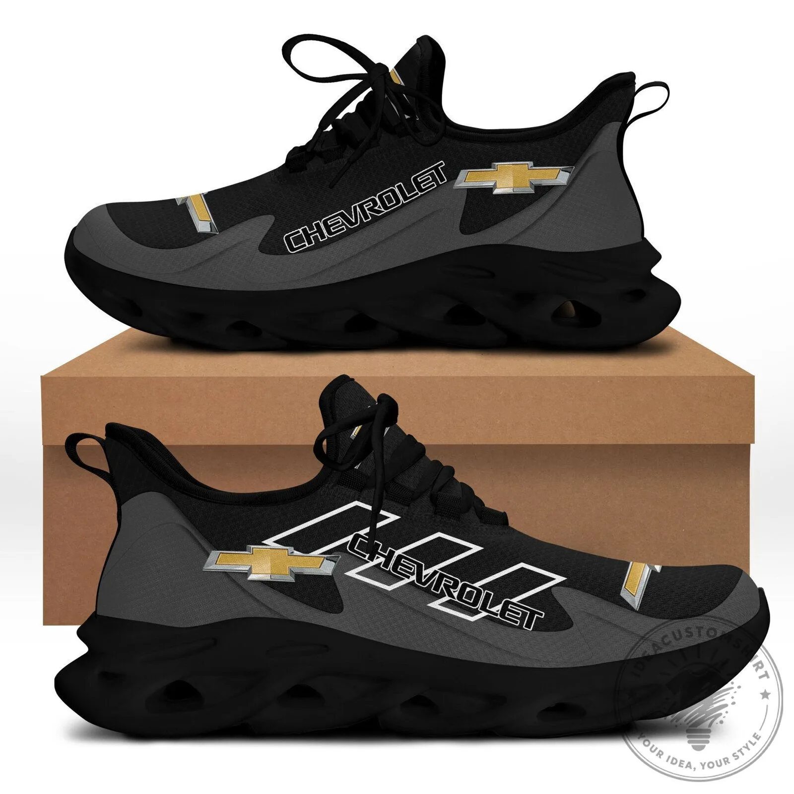Chevrolet Bowtie Logo Black Running Shoes