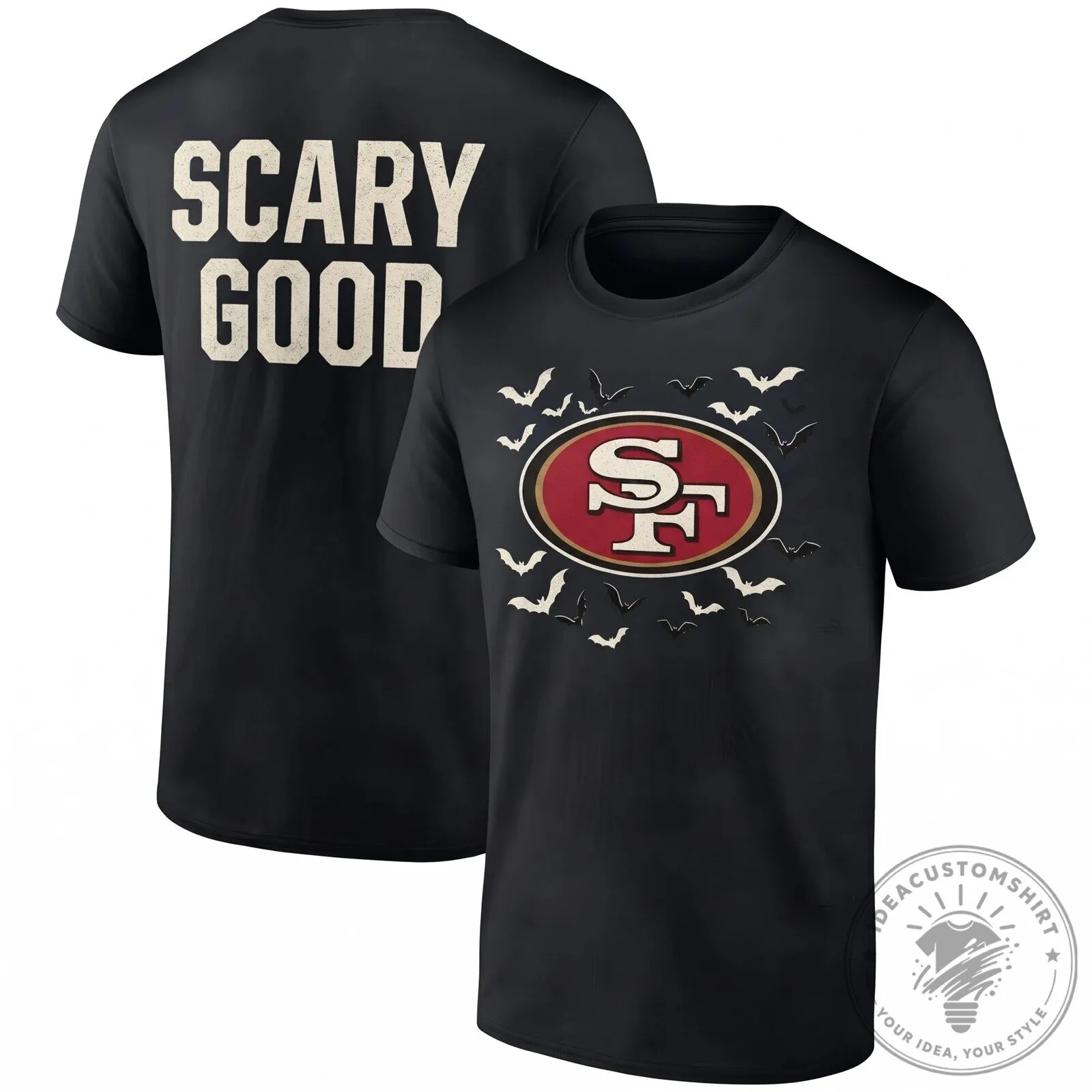 San Francisco 49ers Halloween Scary Good Bats Football Team T-Shirt