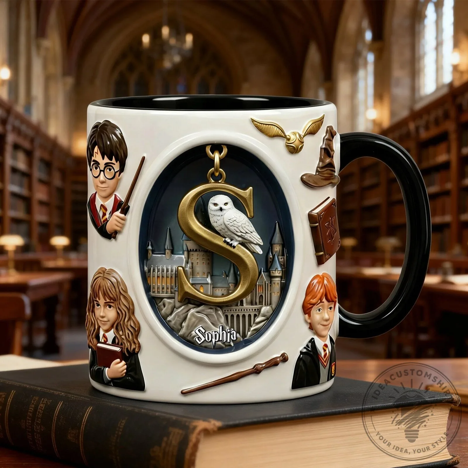 Harry Potter Hogwarts Castle Sophia Initial Letter S Personalized Coffee Mug