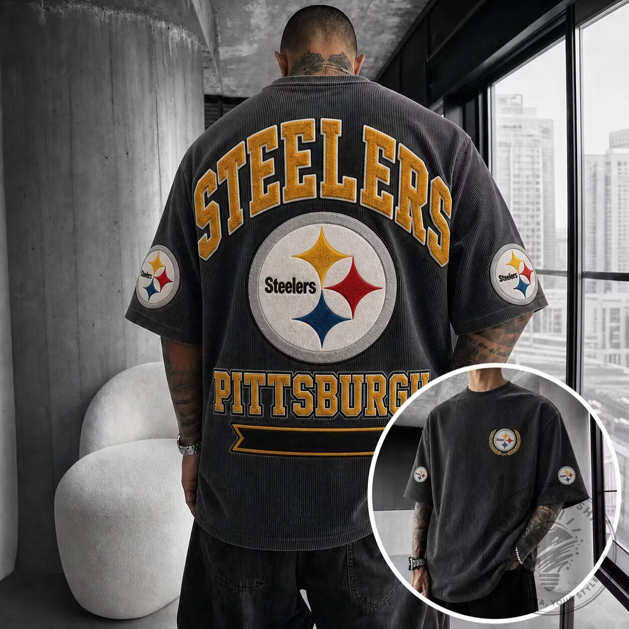 Pittsburgh Football Steelers Oversized Vintage Washed T-Shirt