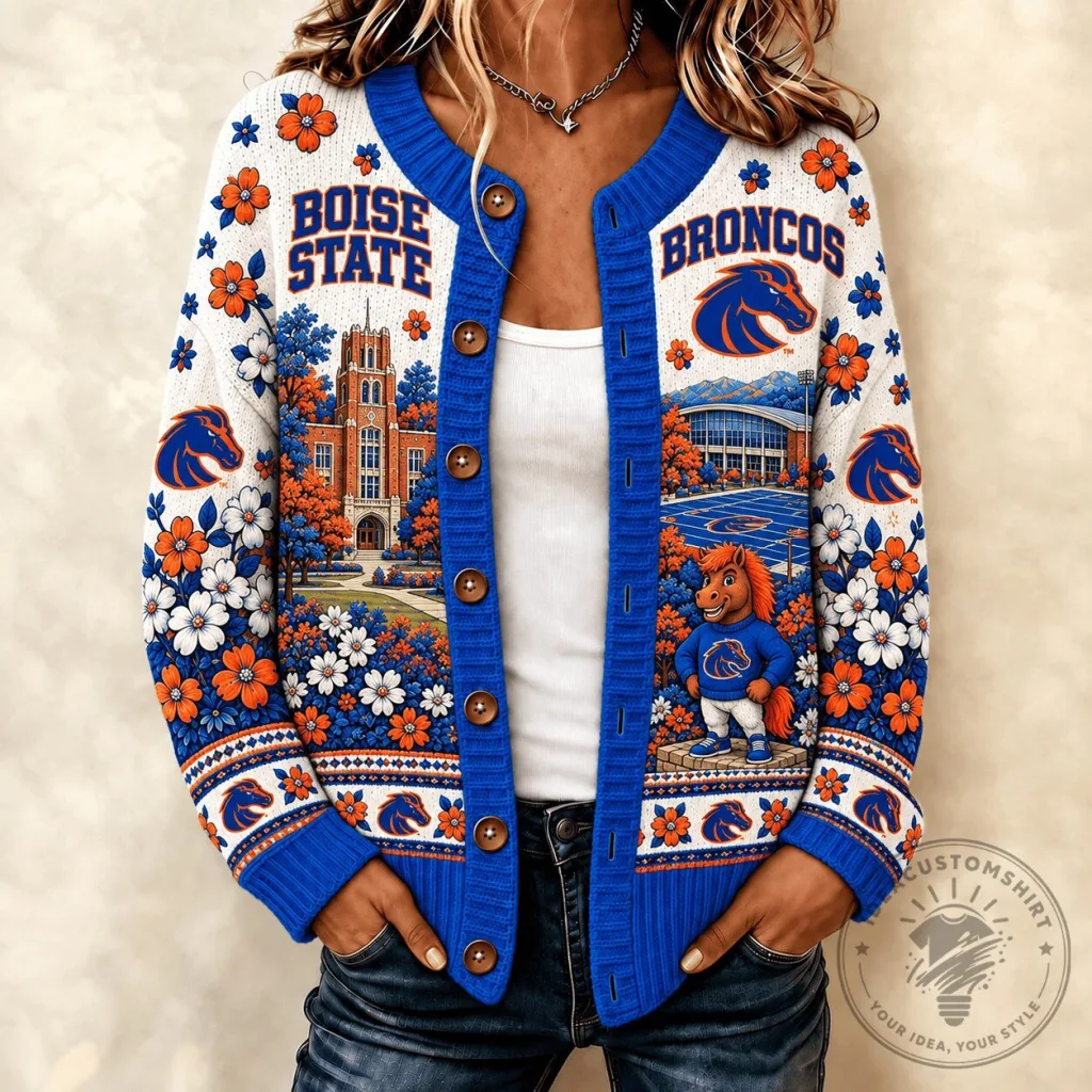 Boise State Broncos Floral Heritage Cardigan Sweater 27 Boise State Broncos Floral Heritage Cardigan Sweater