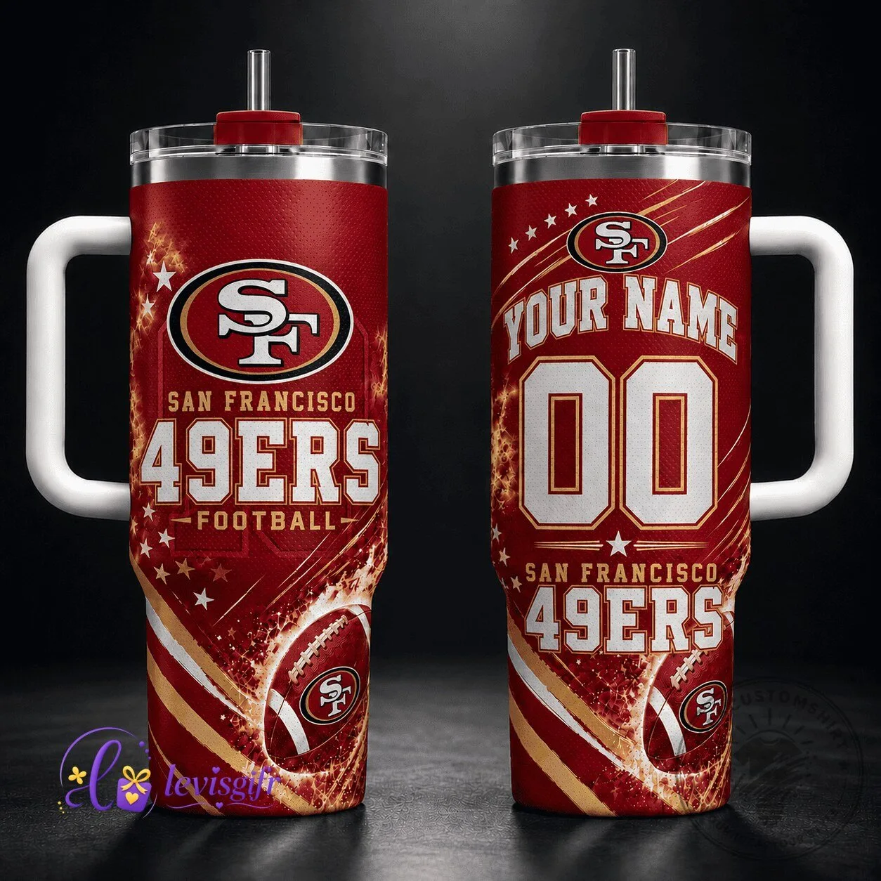 Personalized Stainless Steel Tumbler for San Francisco 49ers Football Team Fans