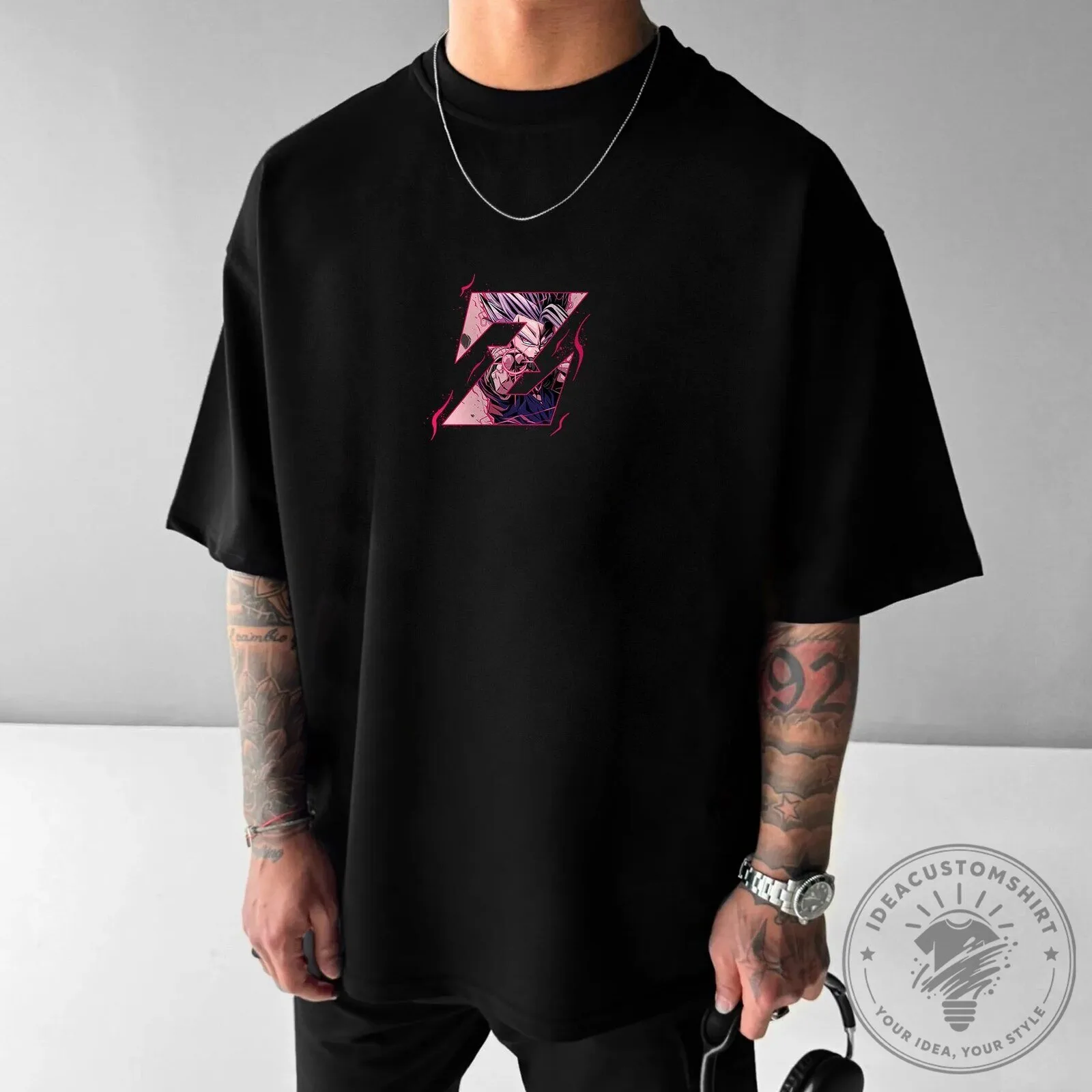 Dragon Ball Z Anime Graphic Design Printed Oversized Black T-Shirt
