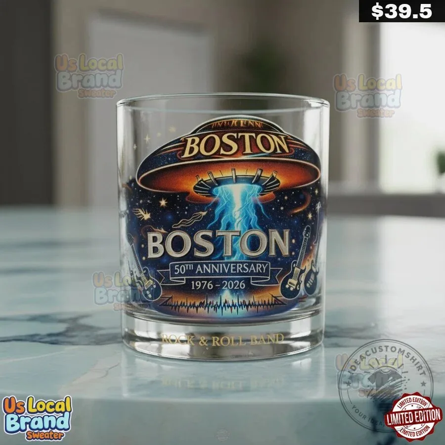 Boston Band 50th Anniversary 1976-2026 Rock and Roll Whiskey Glass