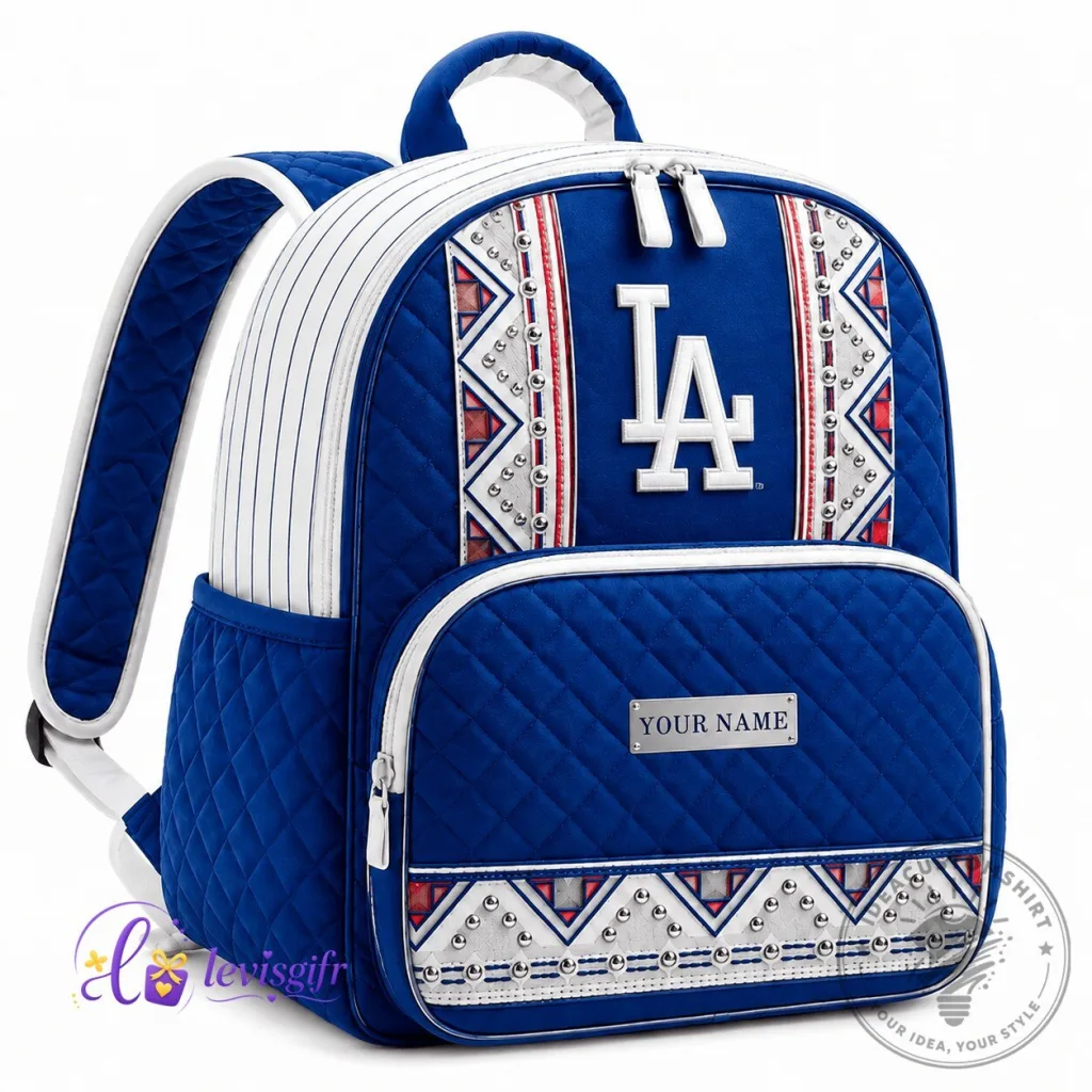 Los Angeles Dodgers Baseball Team Quilted Backpack Personalized Gift Los Angeles Dodgers Baseball Team Quilted Backpack Personalized Gift