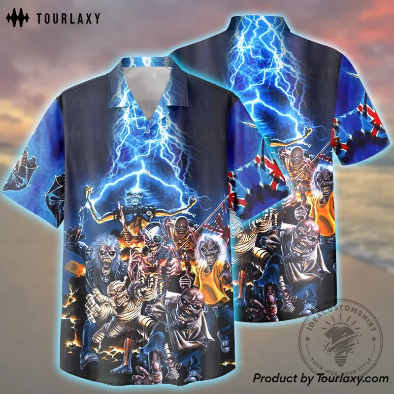Hawaiian Shirt Featuring Eddie The Head from Iron Maiden's Run For Your Lives