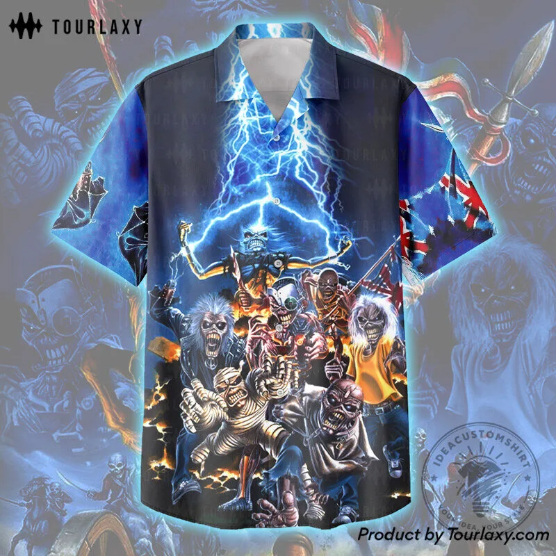 Hawaiian Shirt Featuring Eddie The Head from Iron Maiden's Run For Your Lives 8 Hawaiian Shirt Featuring Eddie The Head from Iron Maiden