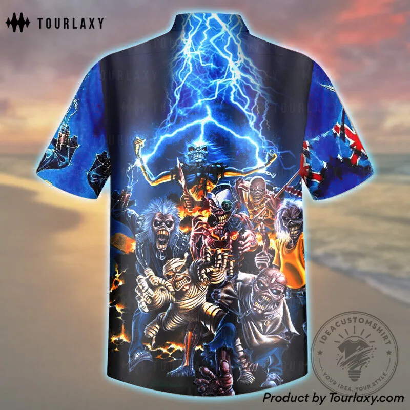 Hawaiian Shirt Featuring Eddie The Head from Iron Maiden's Run For Your Lives 9 Hawaiian Shirt Featuring Eddie The Head from Iron Maiden