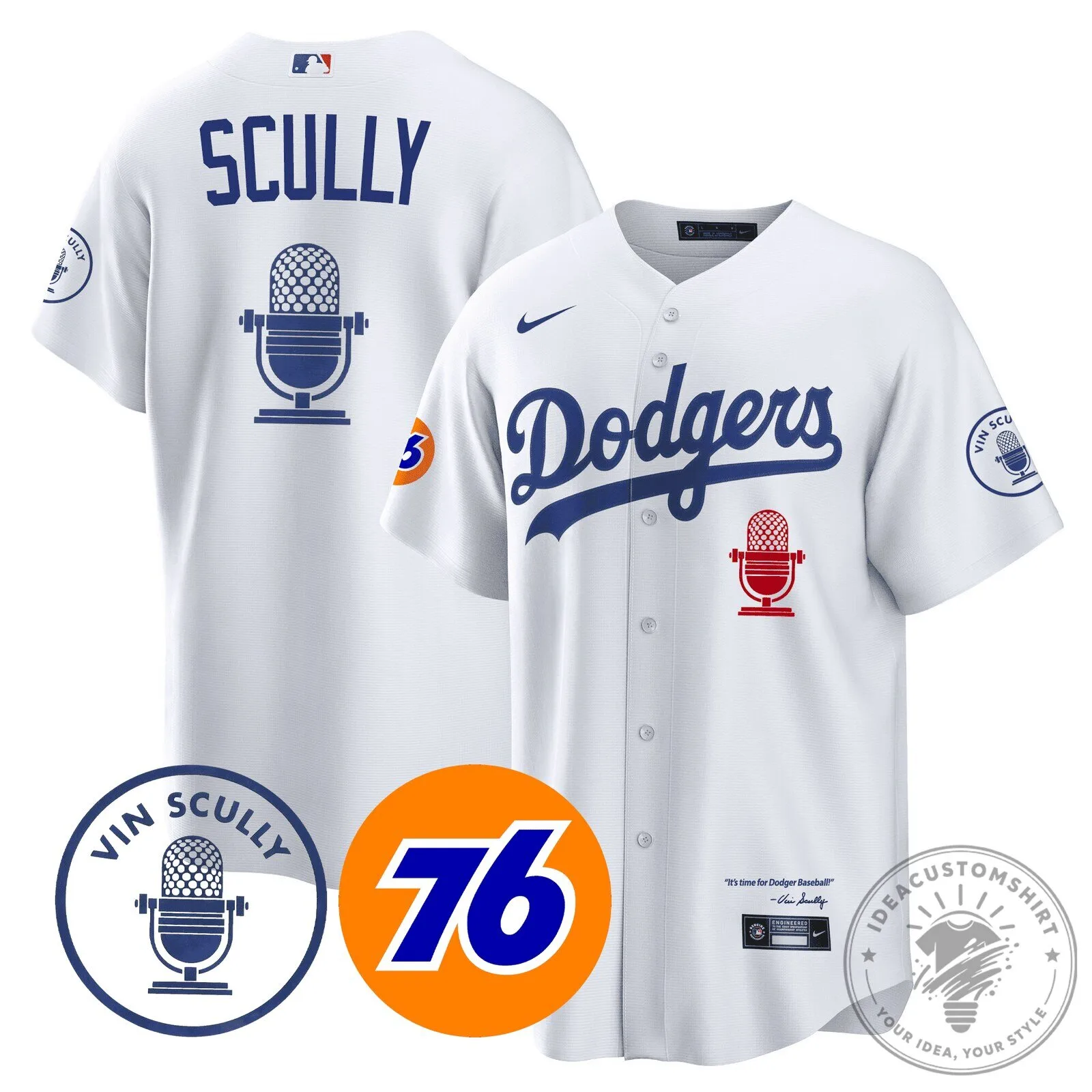 Los Angeles Dodgers Vin Scully Baseball Jersey White 11 Los Angeles Dodgers Vin Scully Baseball Jersey White