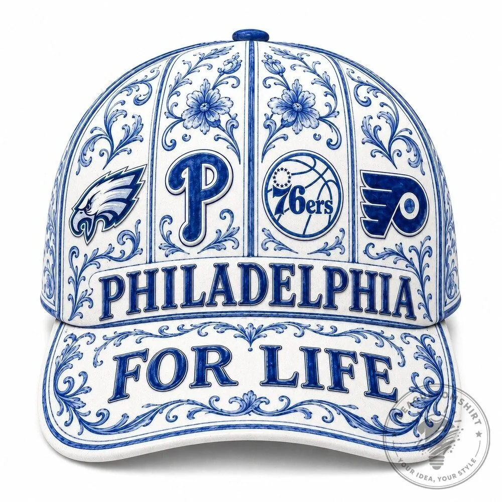 Philadelphia Sports Teams For Life Blue Porcelain Floral Baseball Cap Hat 2 Philadelphia Sports Teams For Life Blue Porcelain Floral Baseball Cap Hat