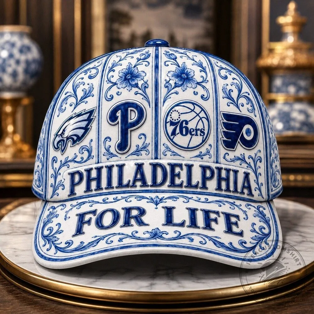 Philadelphia Sports Teams For Life Blue Porcelain Floral Baseball Cap Hat 15 Philadelphia Sports Teams For Life Blue Porcelain Floral Baseball Cap Hat