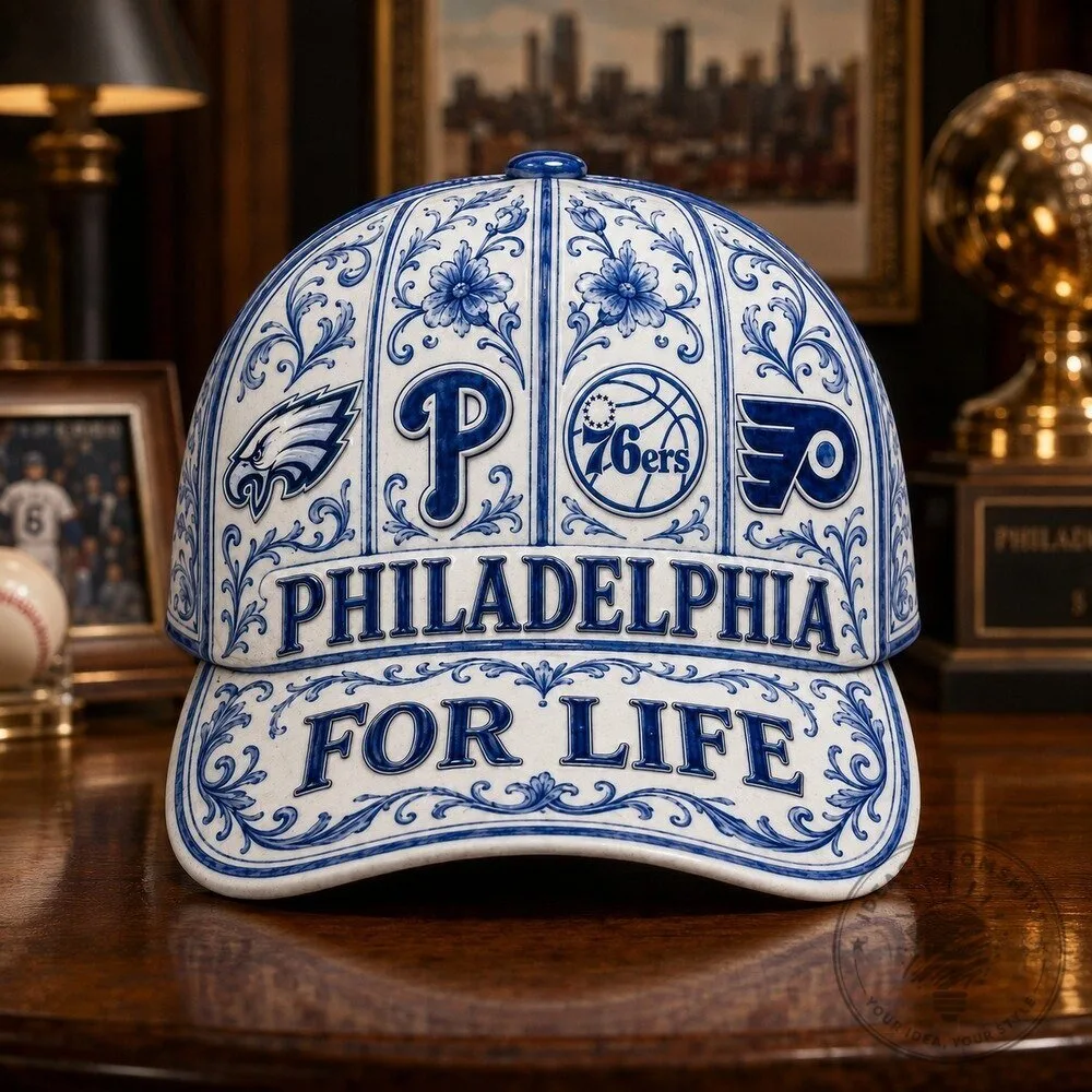 Philadelphia Sports Teams For Life Blue Porcelain Floral Baseball Cap Hat 16 Philadelphia Sports Teams For Life Blue Porcelain Floral Baseball Cap Hat