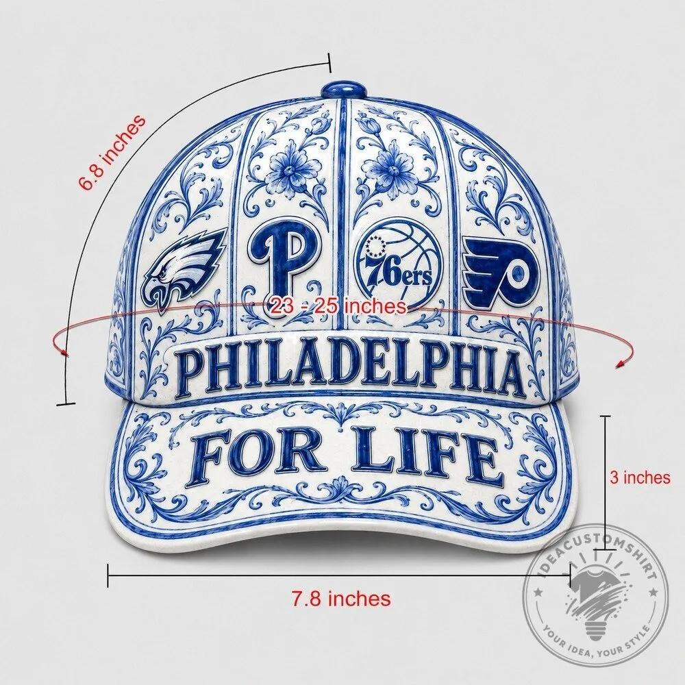 Philadelphia Sports Teams For Life Blue Porcelain Floral Baseball Cap Hat 21 Philadelphia Sports Teams For Life Blue Porcelain Floral Baseball Cap Hat