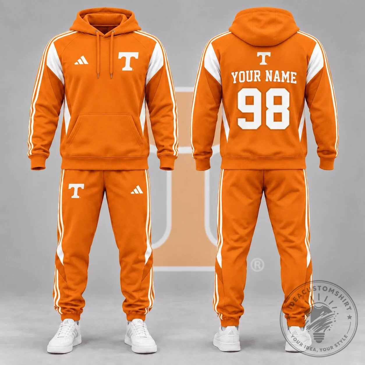 Tennessee Volunteers Personalized Orange NCAA Sideline Spirit Hoodie and Jogger Tracksuit