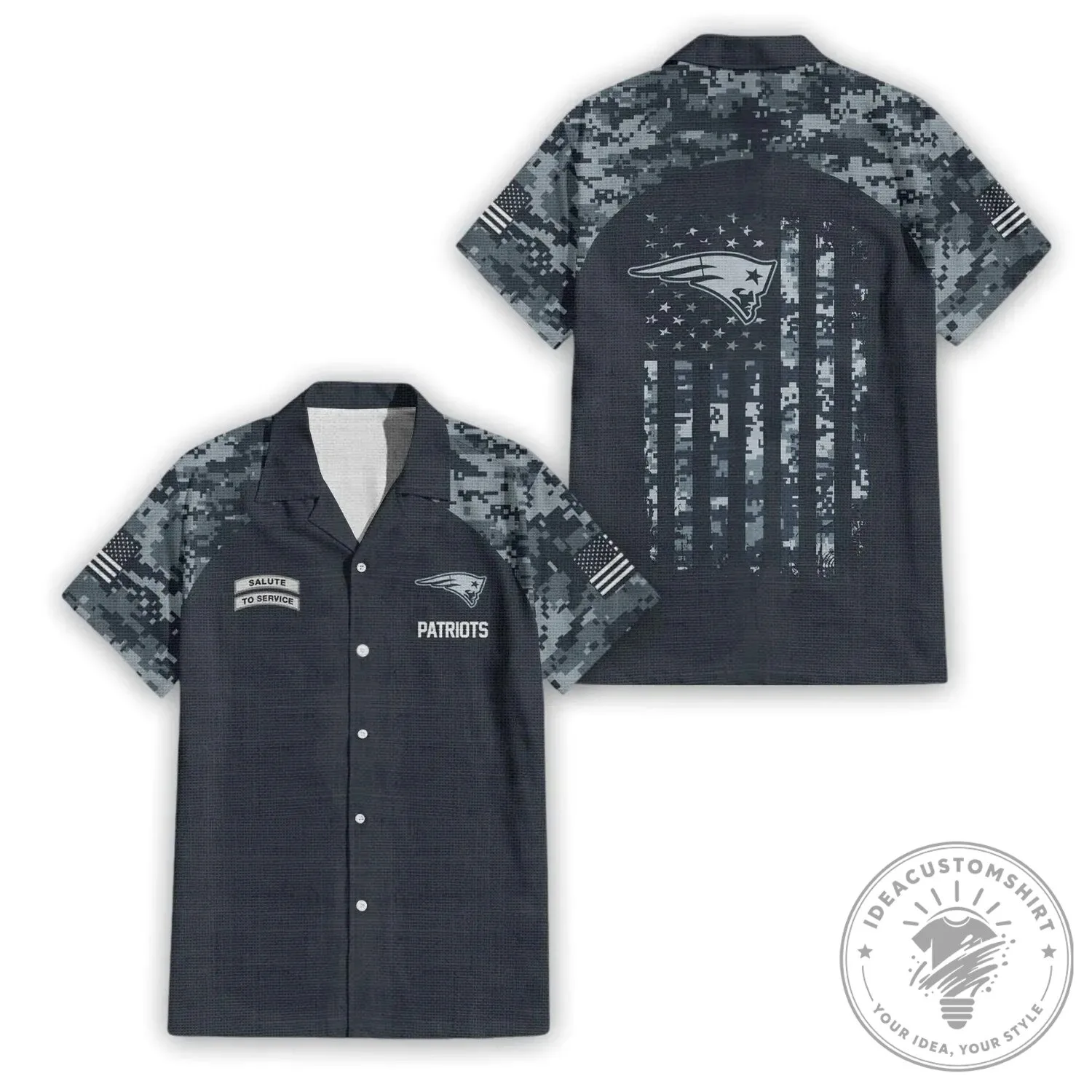 Military Camouflage Hawaiian Shirt for New England Patriots Salute To Service
