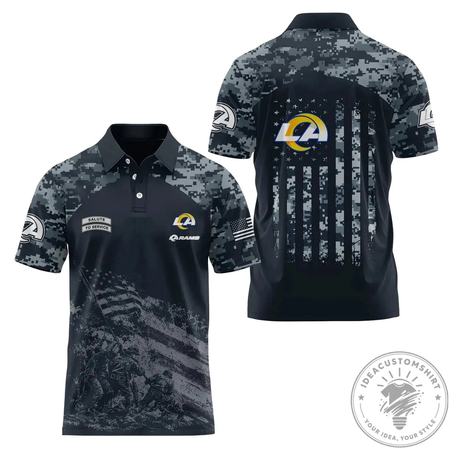 Digital Camouflage Polo Shirt for Los Angeles Rams Salute To Service 6 Digital Camouflage Polo Shirt for Los Angeles Rams Salute To Service