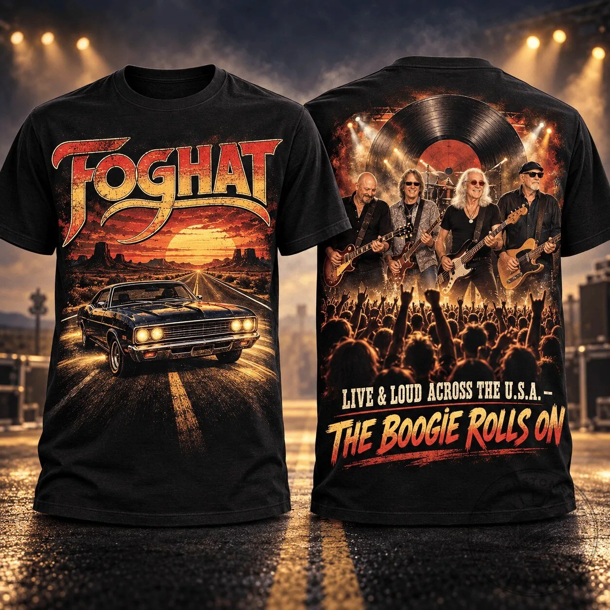 Foghat The Boogie Rolls On Live and Loud Across The USA Concert T-Shirt