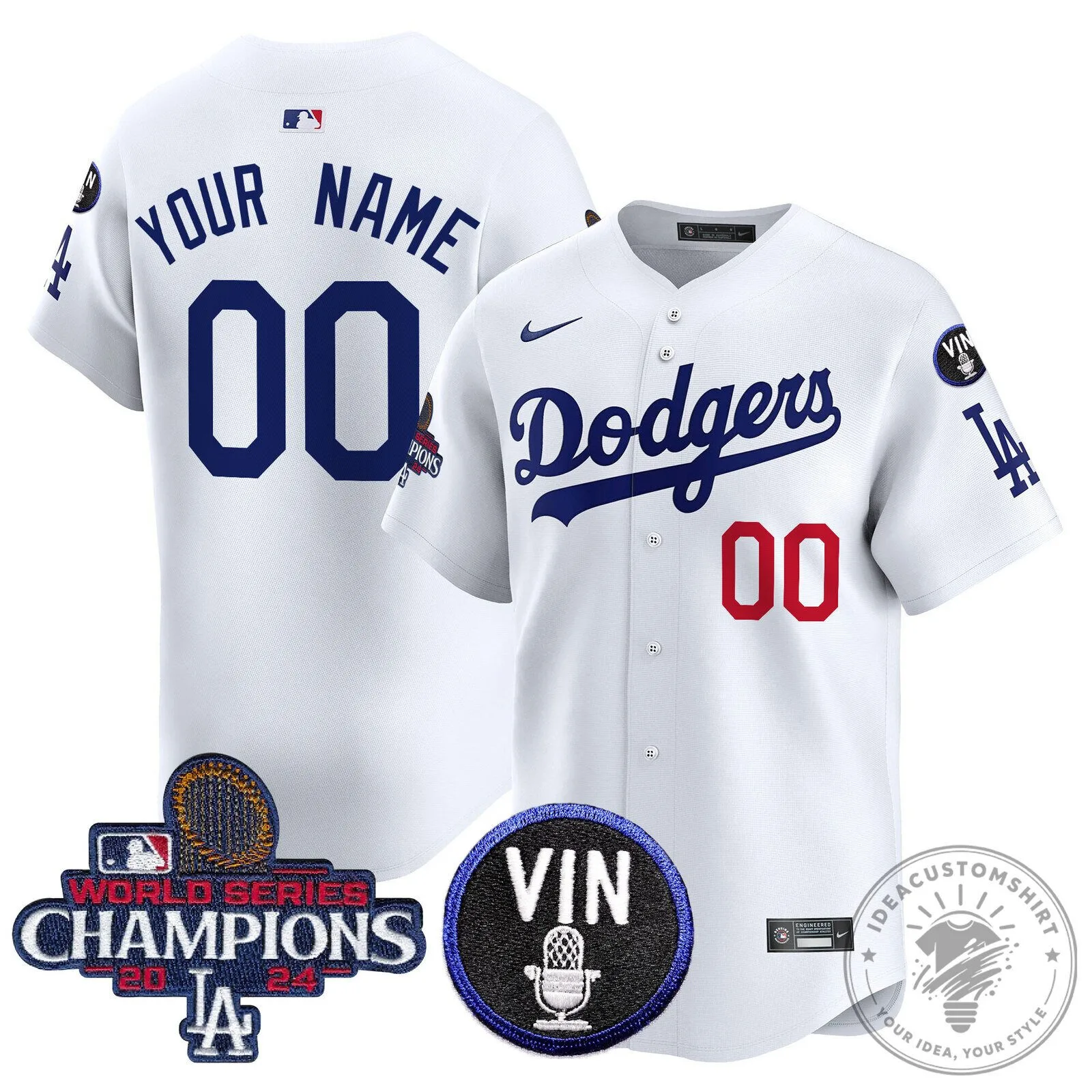 Custom Baseball Jersey for Dodgers 2024 World Series Champions