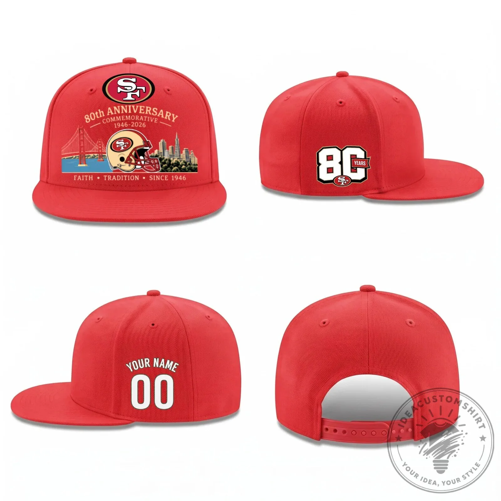 San Francisco 49ers 80th Anniversary Commemorative Black Personalized Snapback Cap Hat 9 San Francisco 49ers 80th Anniversary Commemorative Black Personalized Snapback Cap Hat