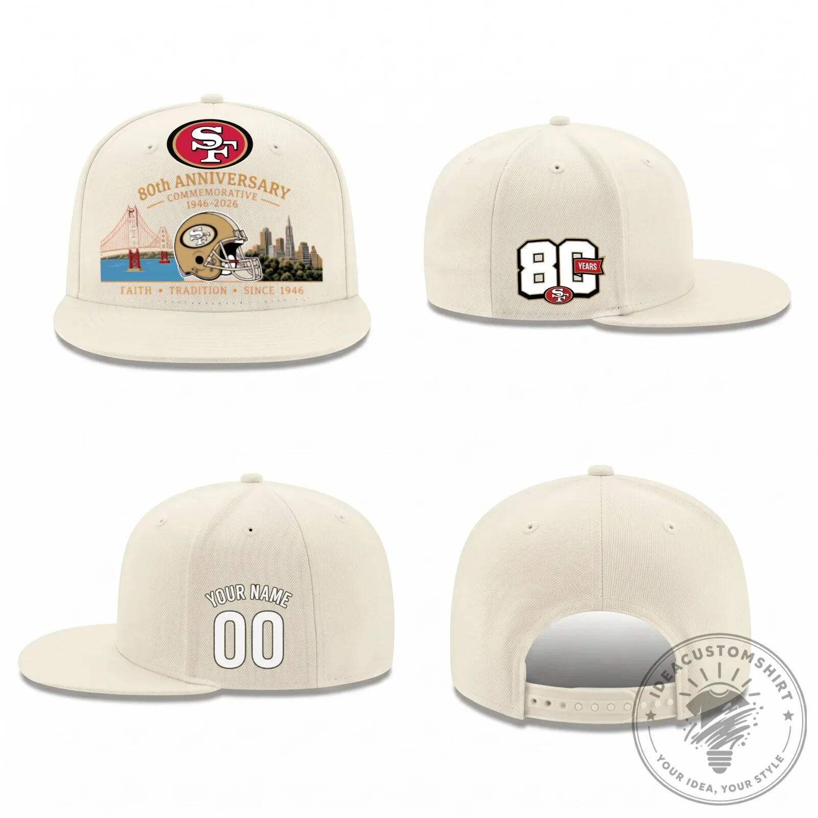 San Francisco 49ers 80th Anniversary Commemorative Black Personalized Snapback Cap Hat 11 San Francisco 49ers 80th Anniversary Commemorative Black Personalized Snapback Cap Hat