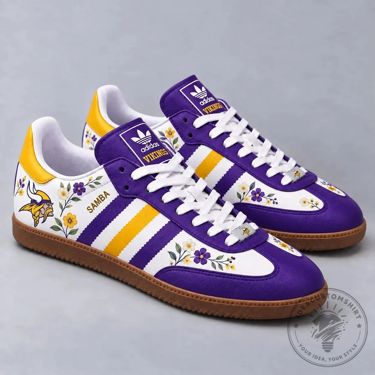 Minnesota Vikings Floral Print Adidas Samba Style Shoes 2 Minnesota Vikings Floral Print Adidas Samba Style Shoes
