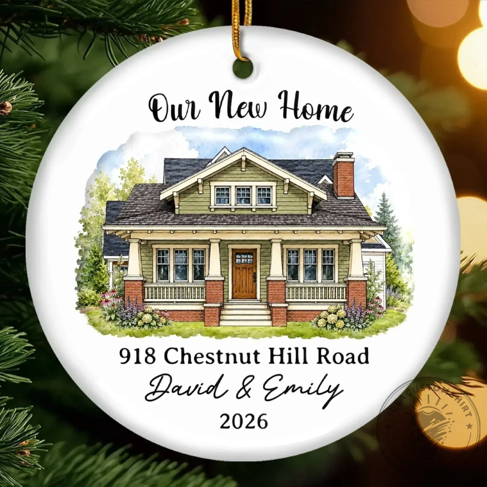Our New Home Custom Address Housewarming Christmas Tree Ornament