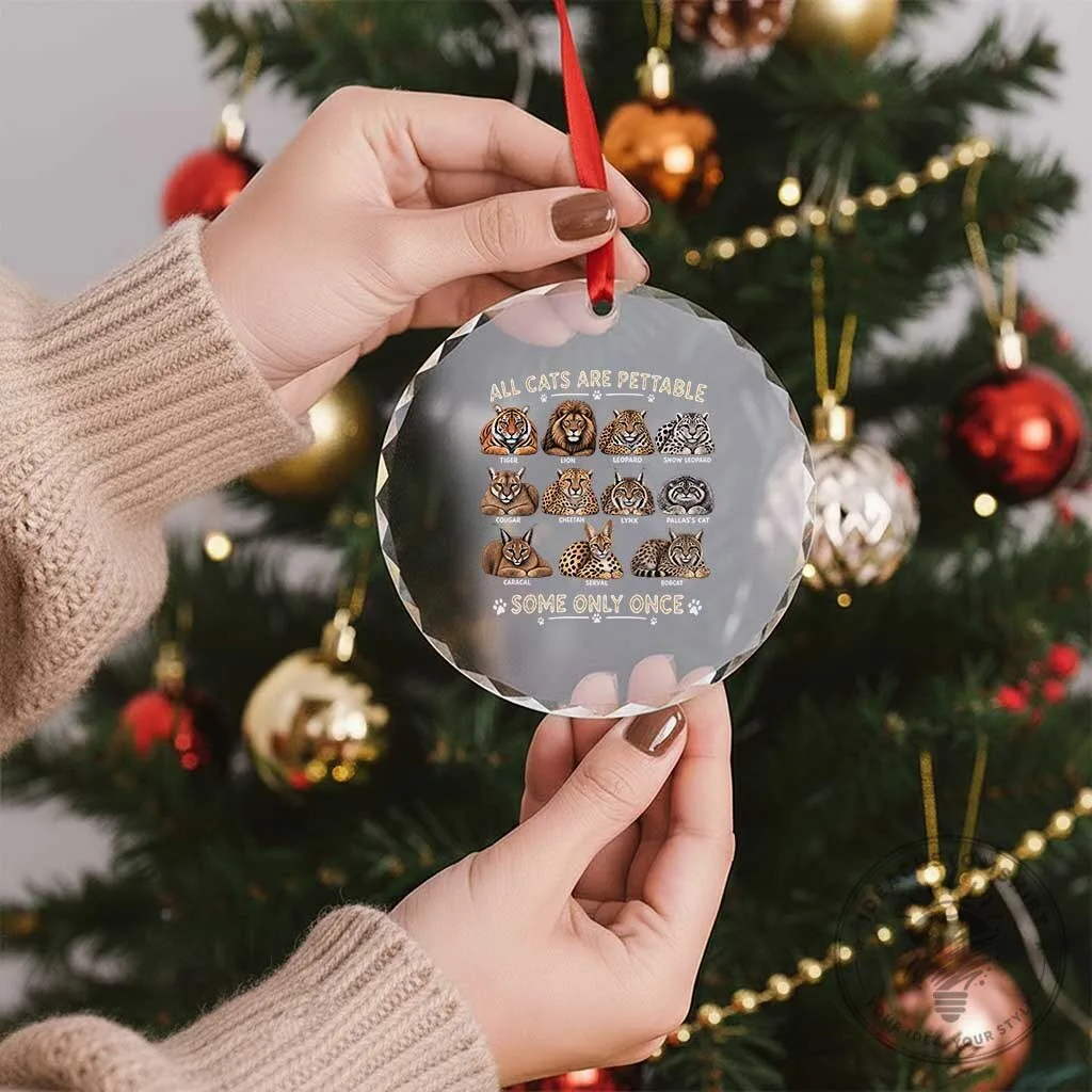 Funny All Cats Are Pettable Some Only Once Big Cats Lover Crystal Ornament 12 Funny All Cats Are Pettable Some Only Once Big Cats Lover Crystal Ornament