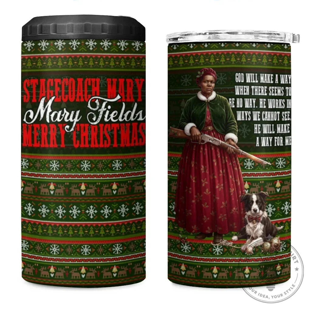 Stagecoach Mary Fields Merry Christmas Ugly Sweater Can Cooler Tumbler