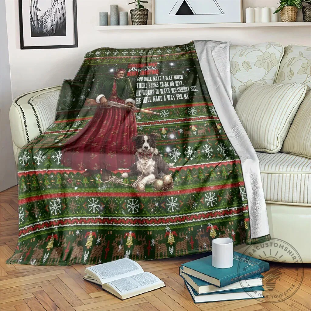 Mary Fields Christmas Holiday Sherpa Fleece Blanket
