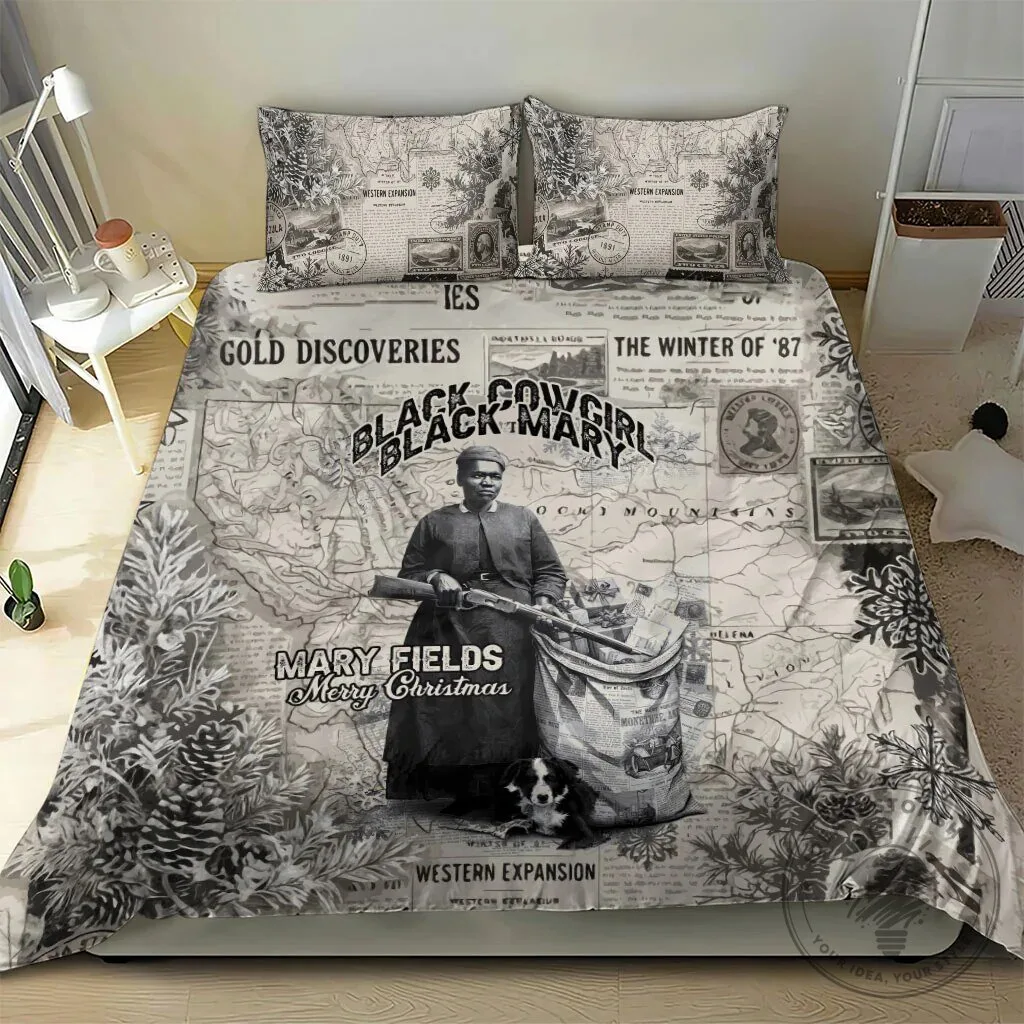 Mary Fields Black Cowgirl Vintage Western Map Christmas Bedding Set 12 Mary Fields Black Cowgirl Vintage Western Map Christmas Bedding Set