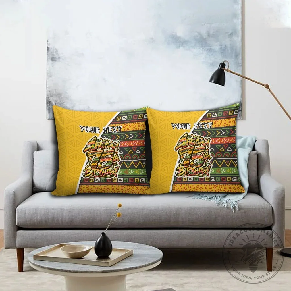 Personalized African 75th Birthday Pillow Cover with Tribal Geometric Heritage Pattern 8 Personalized African 75th Birthday Pillow Cover with Tribal Geometric Heritage Pattern