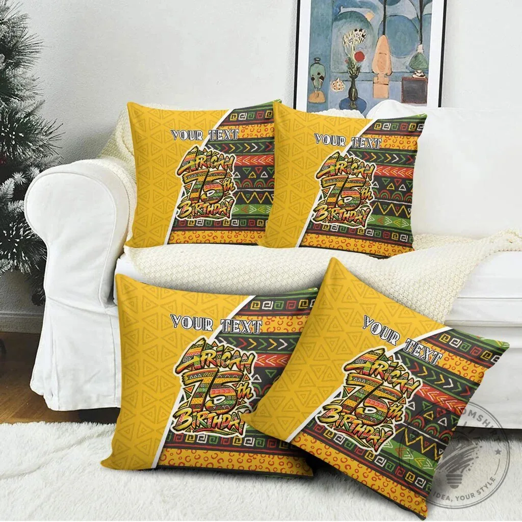 Personalized African 75th Birthday Pillow Cover with Tribal Geometric Heritage Pattern 10 Personalized African 75th Birthday Pillow Cover with Tribal Geometric Heritage Pattern