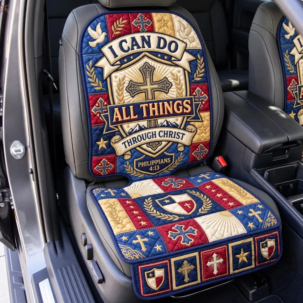 Philippians 413 Christian Faith Quilted Car Seat Protector Philippians 4:13 Christian Faith Quilted Car Seat Protector