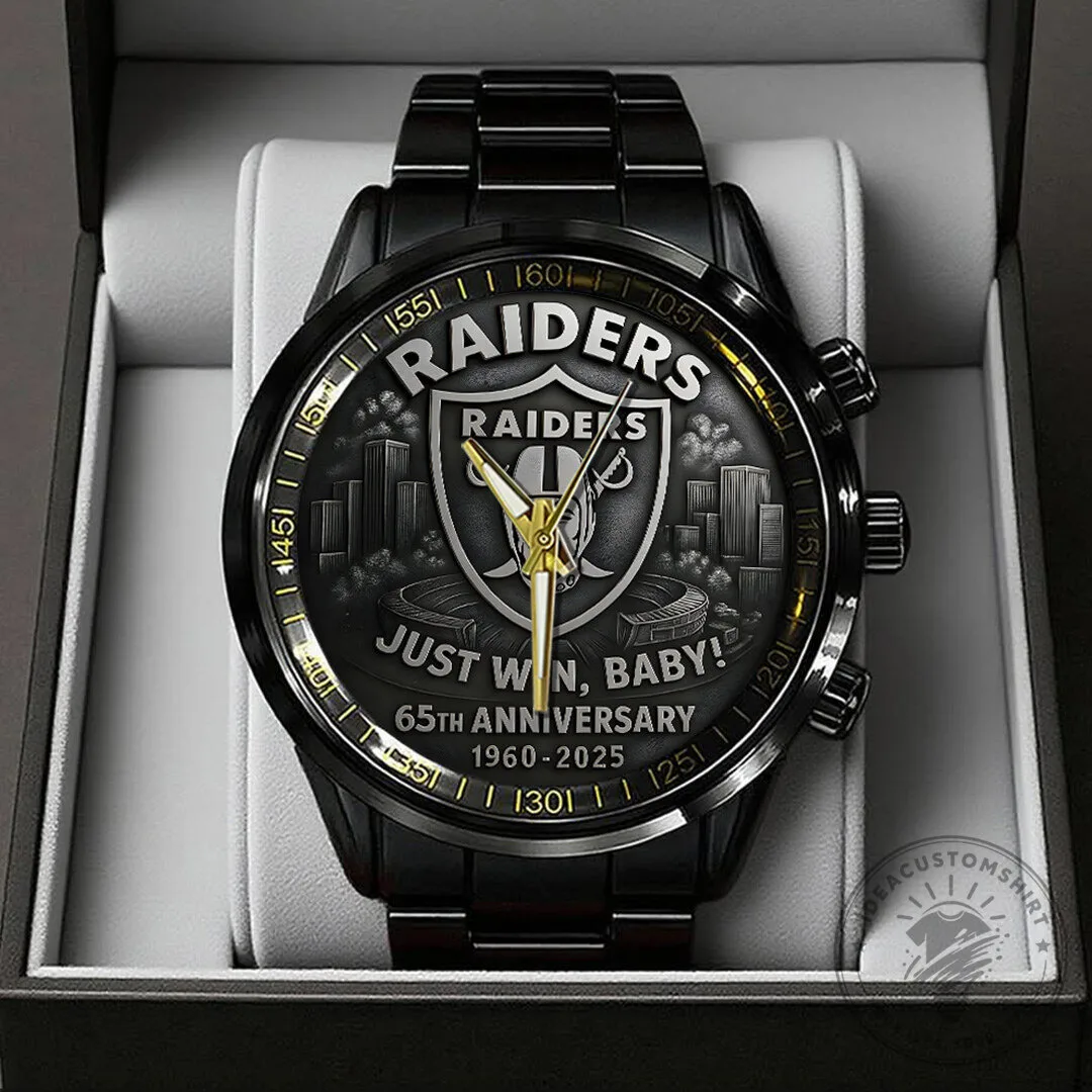 Las Vegas Raiders 65th Anniversary Black Stainless Steel Watch