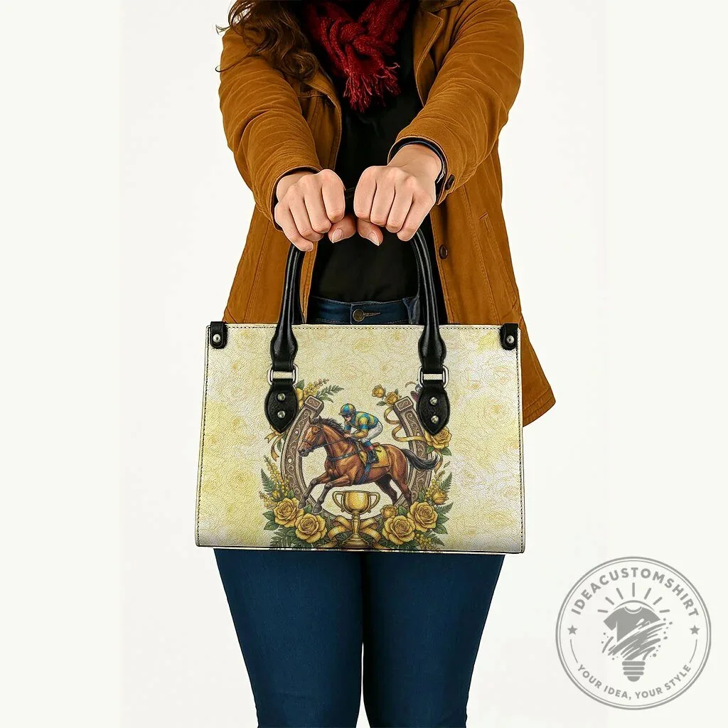 Melbourne Horse Race Leather Handbag with Australian Floral Horseshoe Yellow Rose Design 13 Melbourne Horse Race Leather Handbag with Australian Floral Horseshoe Yellow Rose Design