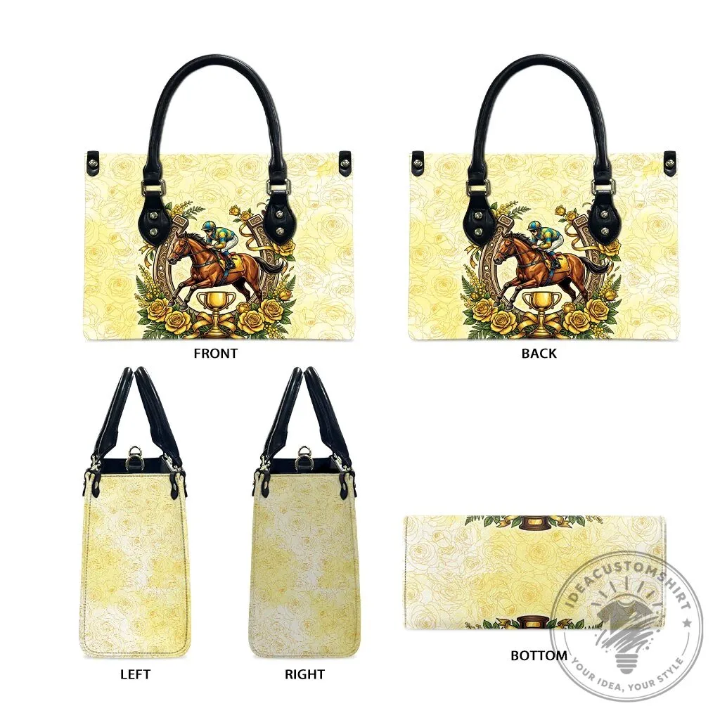 Melbourne Horse Race Leather Handbag with Australian Floral Horseshoe Yellow Rose Design 15 Melbourne Horse Race Leather Handbag with Australian Floral Horseshoe Yellow Rose Design