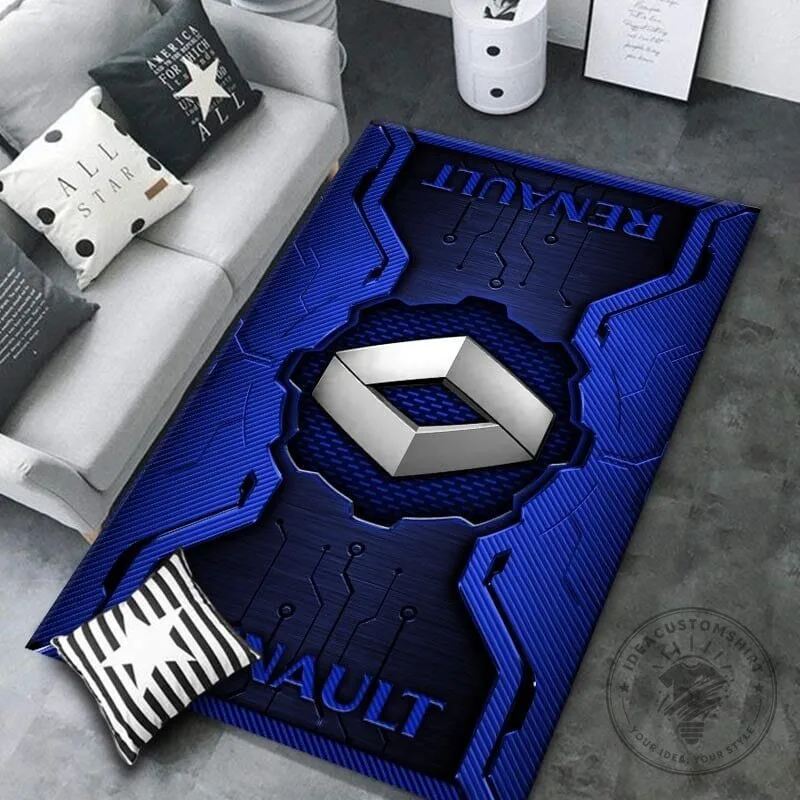 Renault Logo Blue Carbon Fiber Design Area Rug