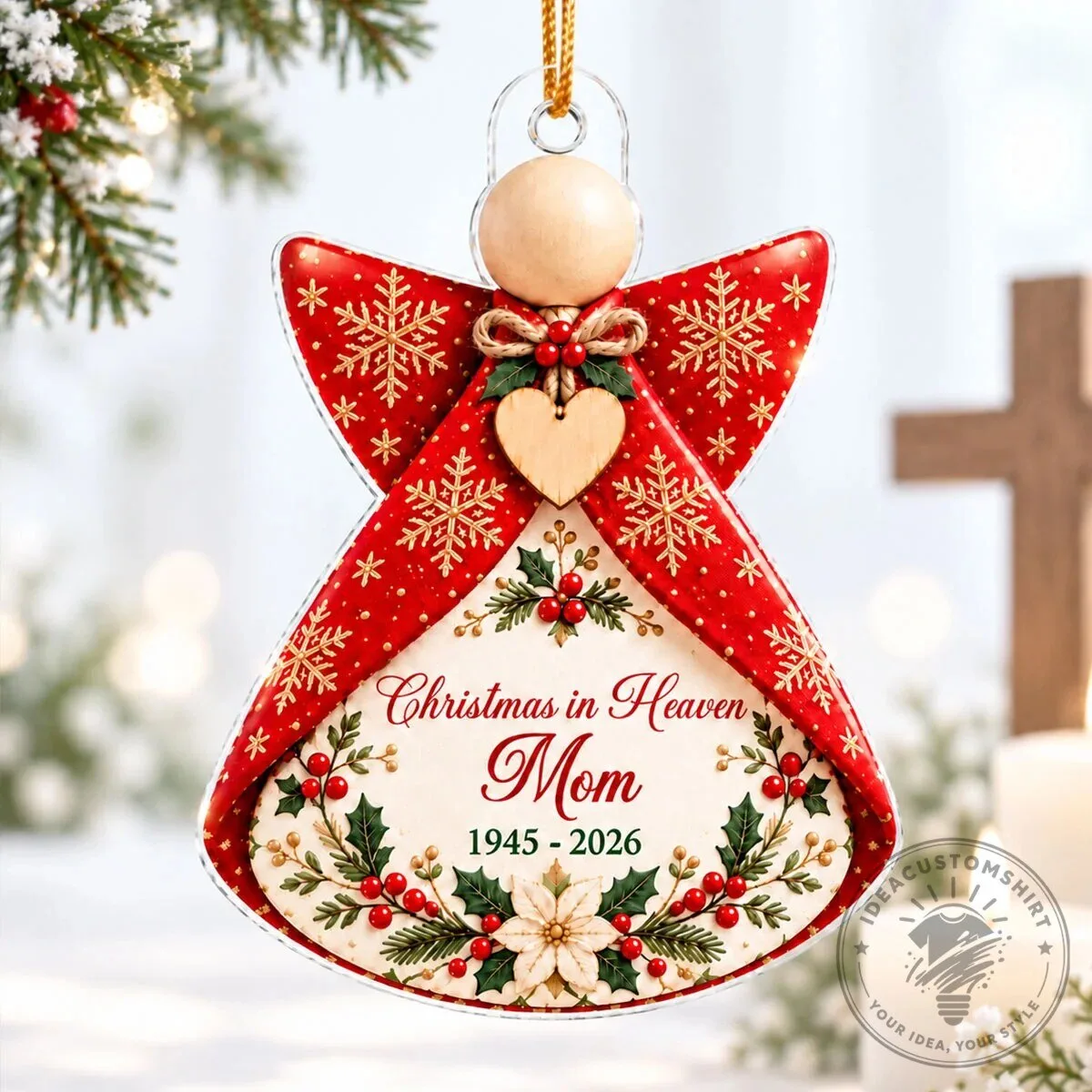 Christmas in Heaven Memorial Angel Personalized Acrylic Ornament