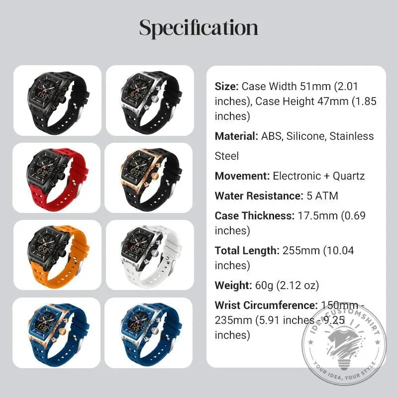 Men's Dual Display Sports Watch with Luminous Dial and Orange Strap 25 Men