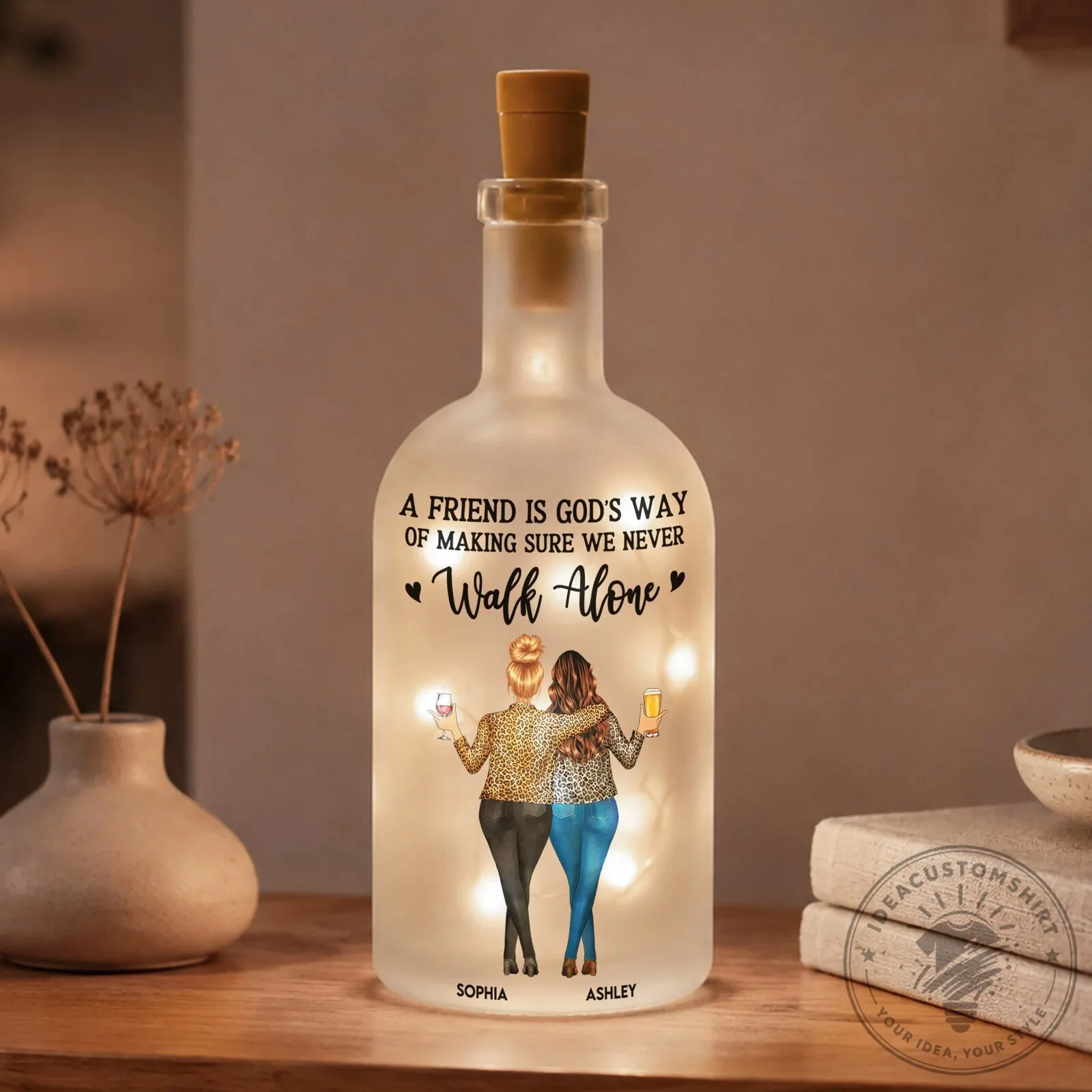 Personalized Friendship Quote Light Up Bottle Lamp for Best Friends Soul Sisters 8 Personalized Friendship Quote Light Up Bottle Lamp for Best Friends Soul Sisters