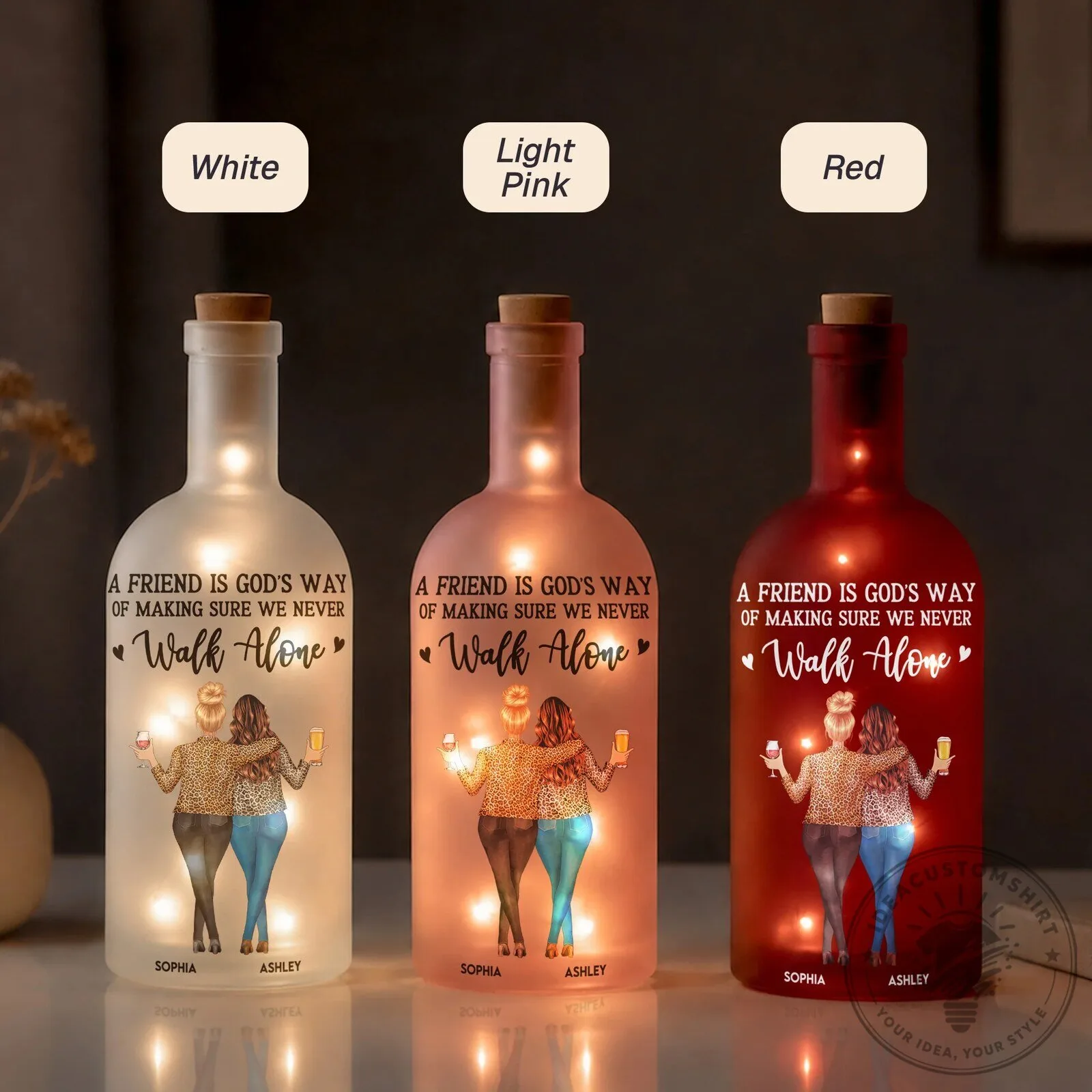 Personalized Friendship Quote Light Up Bottle Lamp for Best Friends Soul Sisters 12 Personalized Friendship Quote Light Up Bottle Lamp for Best Friends Soul Sisters