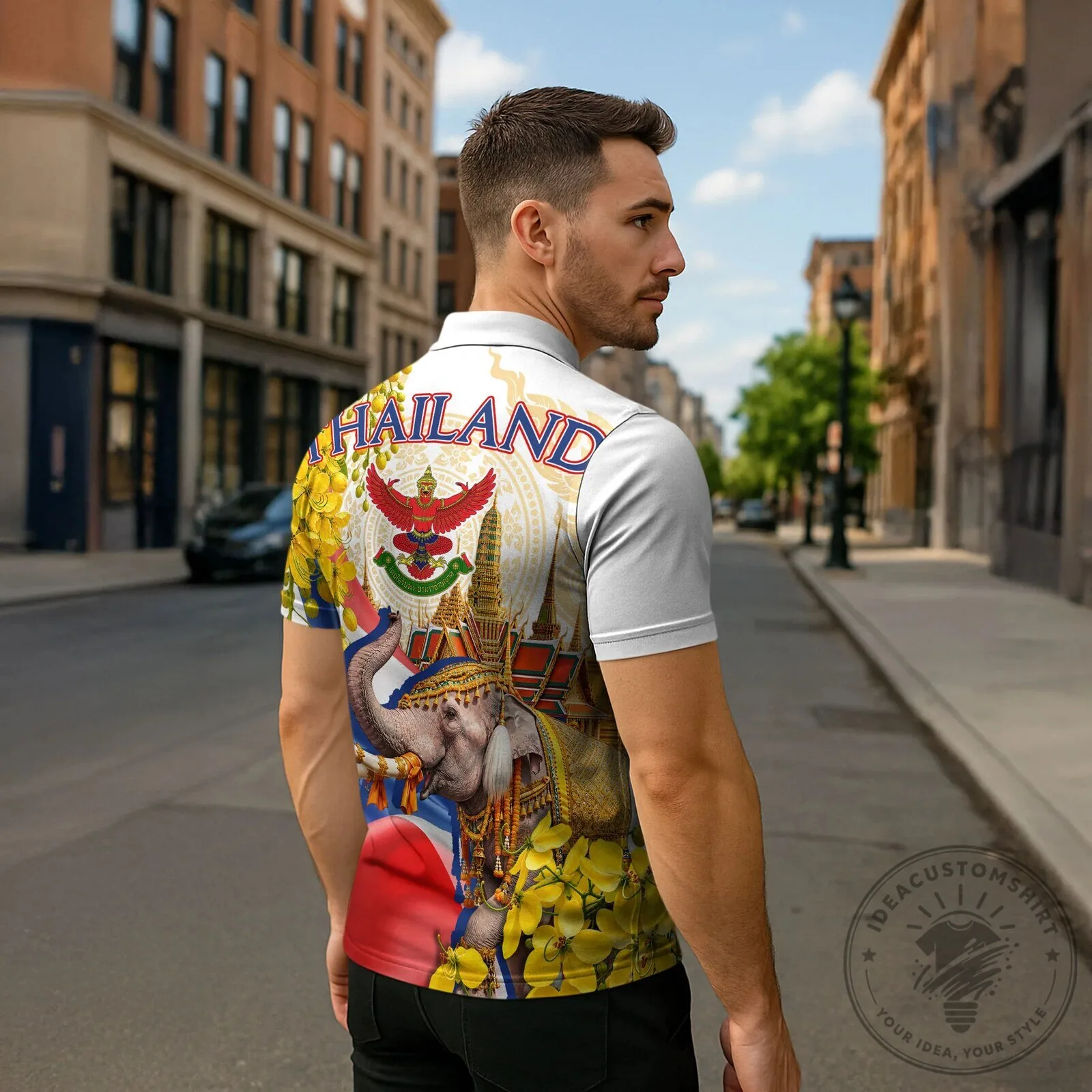Golden Buddha Elephant Thai Culture Heritage Temple Ratchaphruek Art Polo Shirt 11 Golden Buddha Elephant Thai Culture Heritage Temple Ratchaphruek Art Polo Shirt