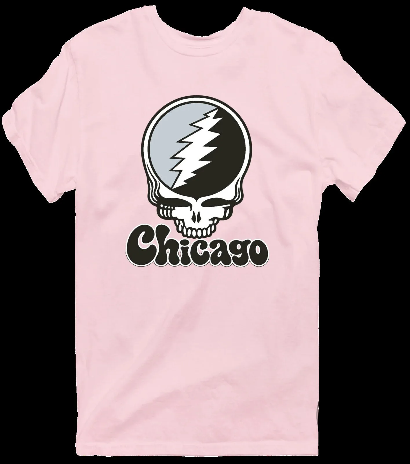 Grateful Dead Chicago Stealie Skull Logo Music Fan White T-Shirt 18 Grateful Dead Chicago Stealie Skull Logo Music Fan White T-Shirt
