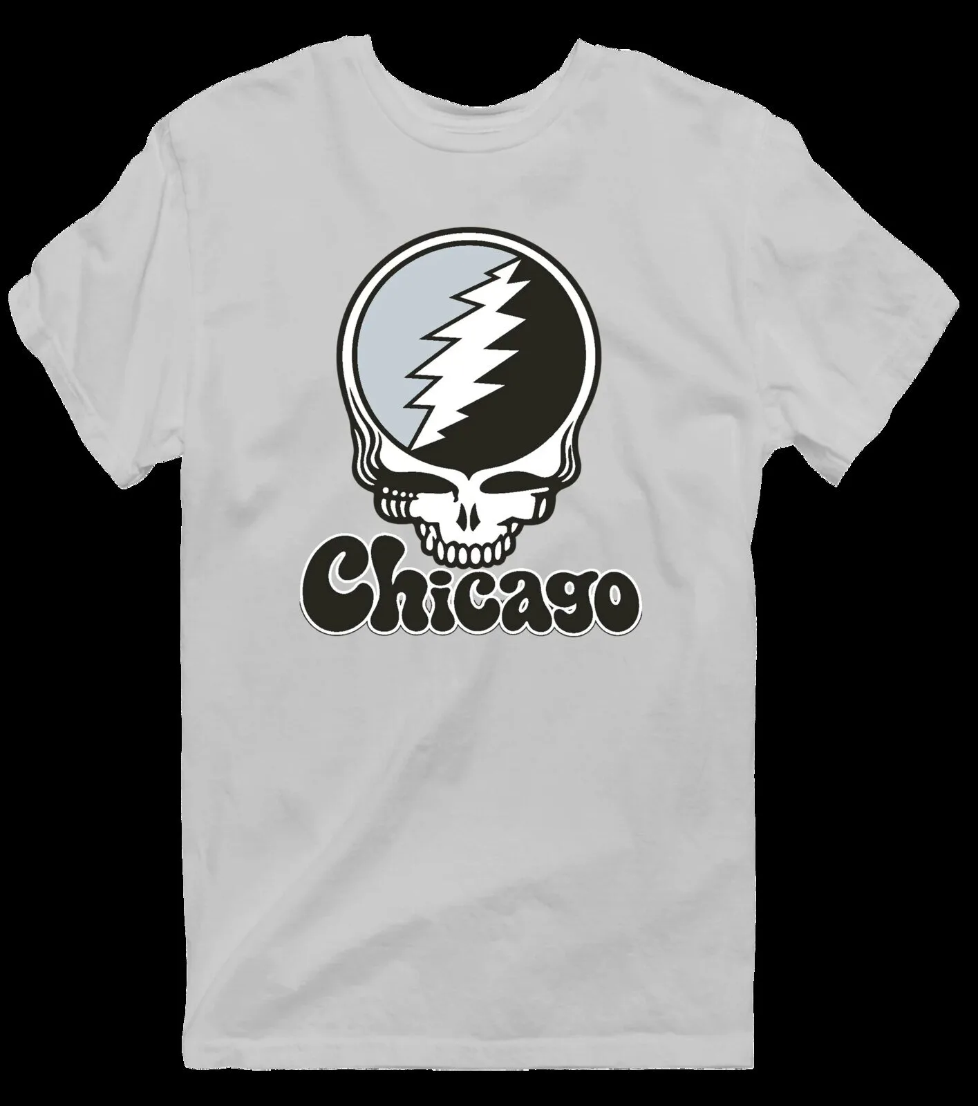Grateful Dead Chicago Stealie Skull Logo Music Fan White T-Shirt 20 Grateful Dead Chicago Stealie Skull Logo Music Fan White T-Shirt