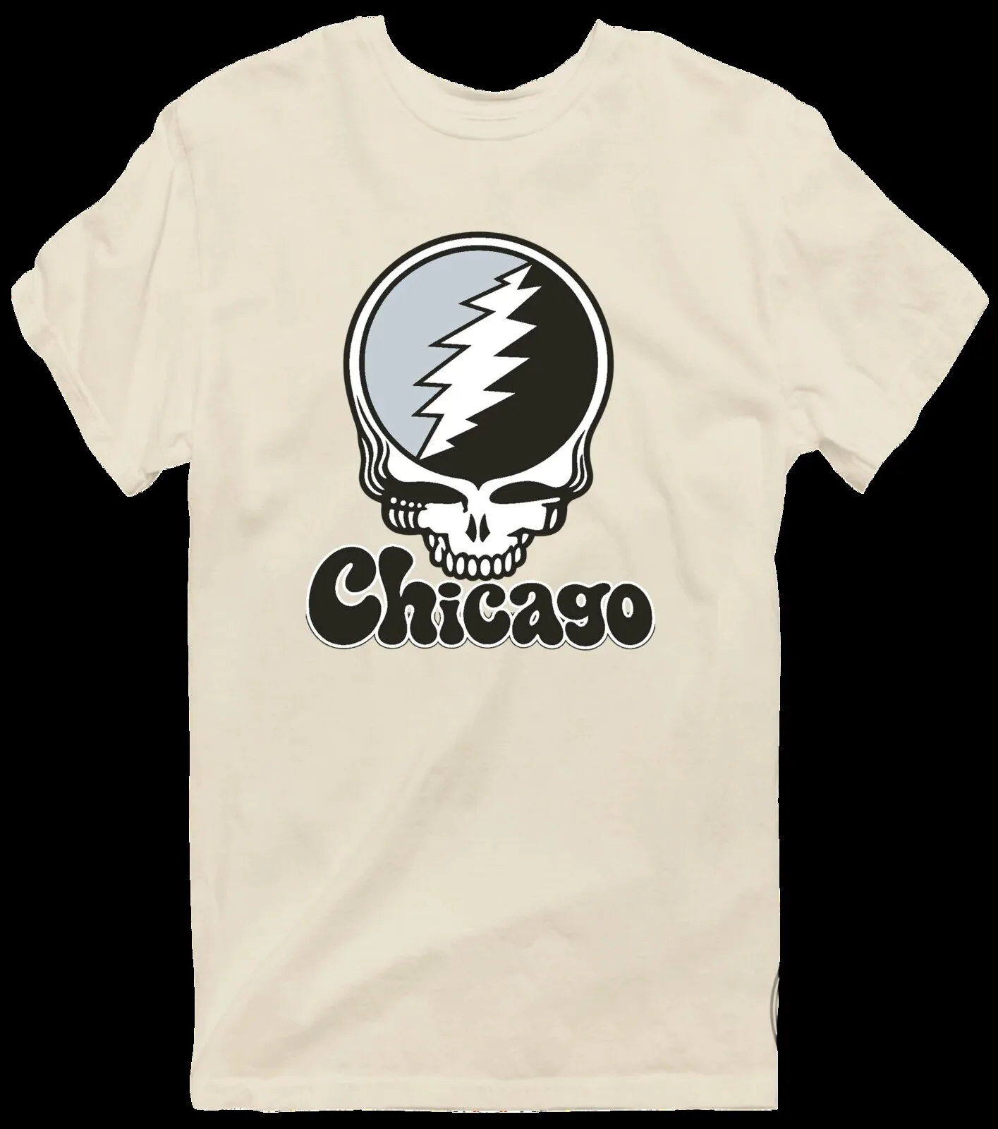 Grateful Dead Chicago Stealie Skull Logo Music Fan White T-Shirt 21 Grateful Dead Chicago Stealie Skull Logo Music Fan White T-Shirt