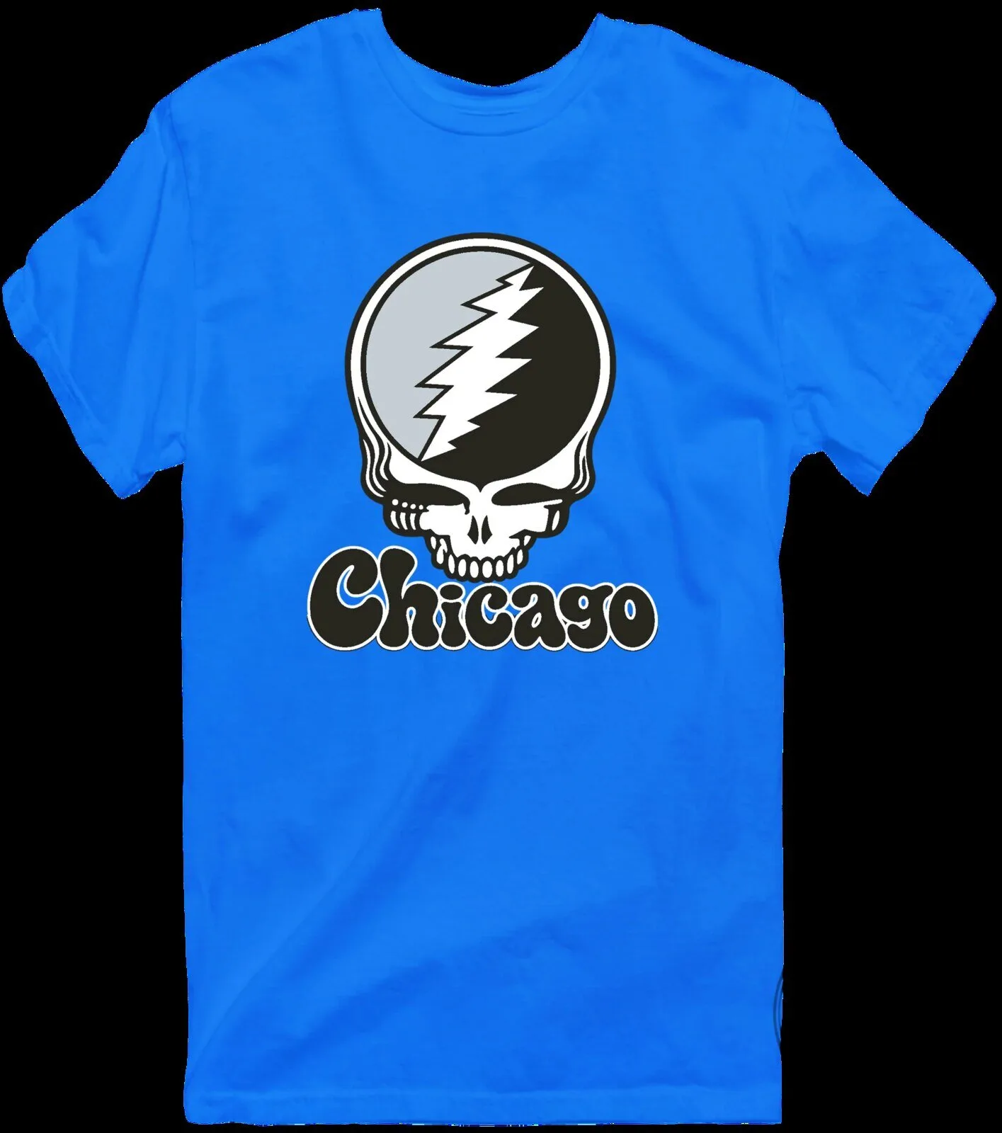 Grateful Dead Chicago Stealie Skull Logo Music Fan White T-Shirt 22 Grateful Dead Chicago Stealie Skull Logo Music Fan White T-Shirt