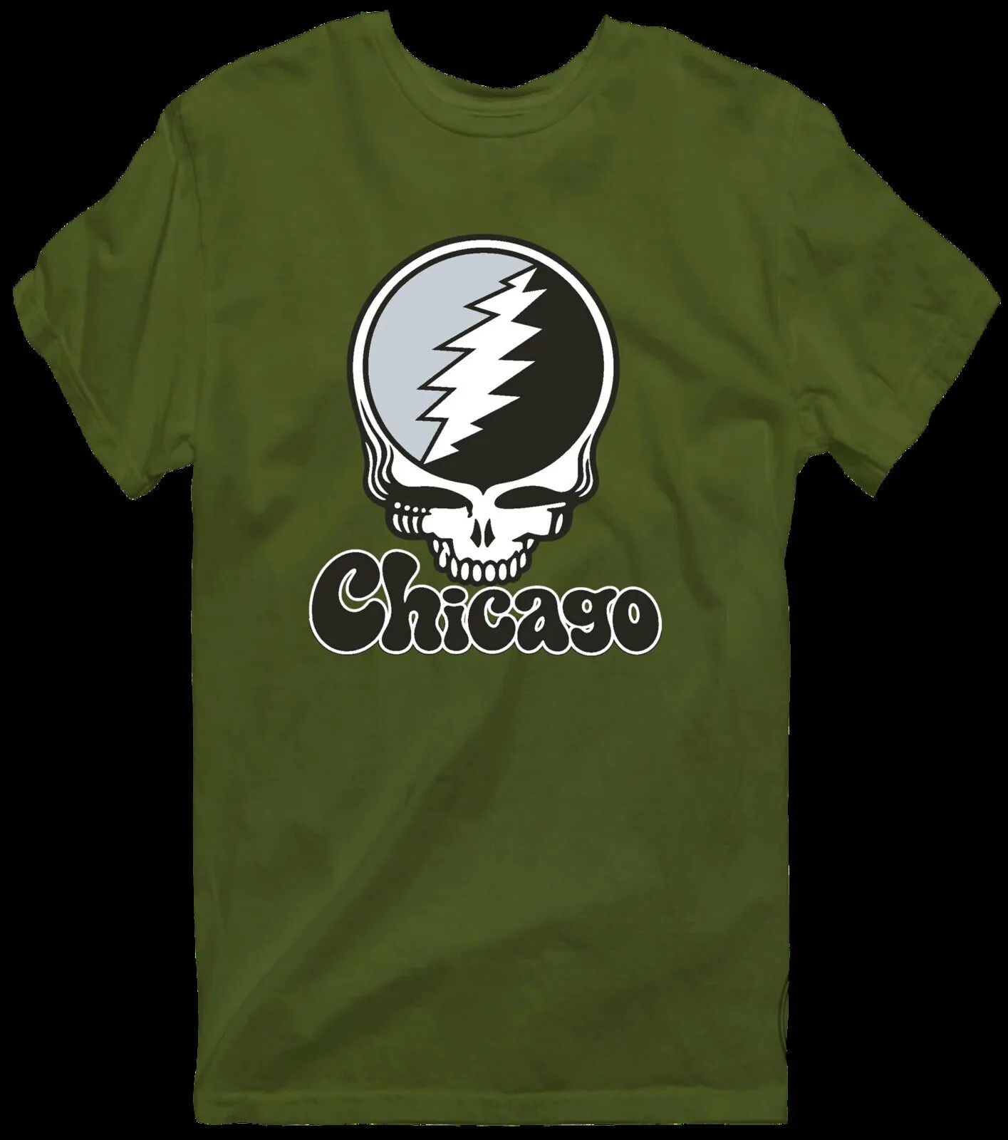Grateful Dead Chicago Stealie Skull Logo Music Fan White T-Shirt 23 Grateful Dead Chicago Stealie Skull Logo Music Fan White T-Shirt