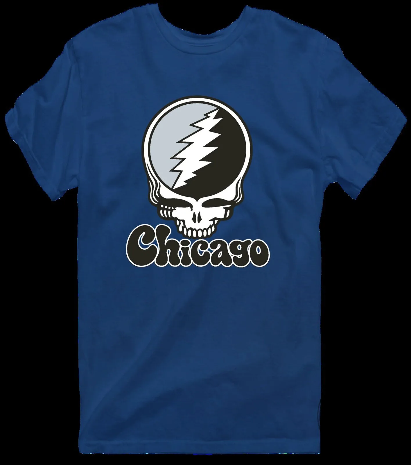 Grateful Dead Chicago Stealie Skull Logo Music Fan White T-Shirt 25 Grateful Dead Chicago Stealie Skull Logo Music Fan White T-Shirt