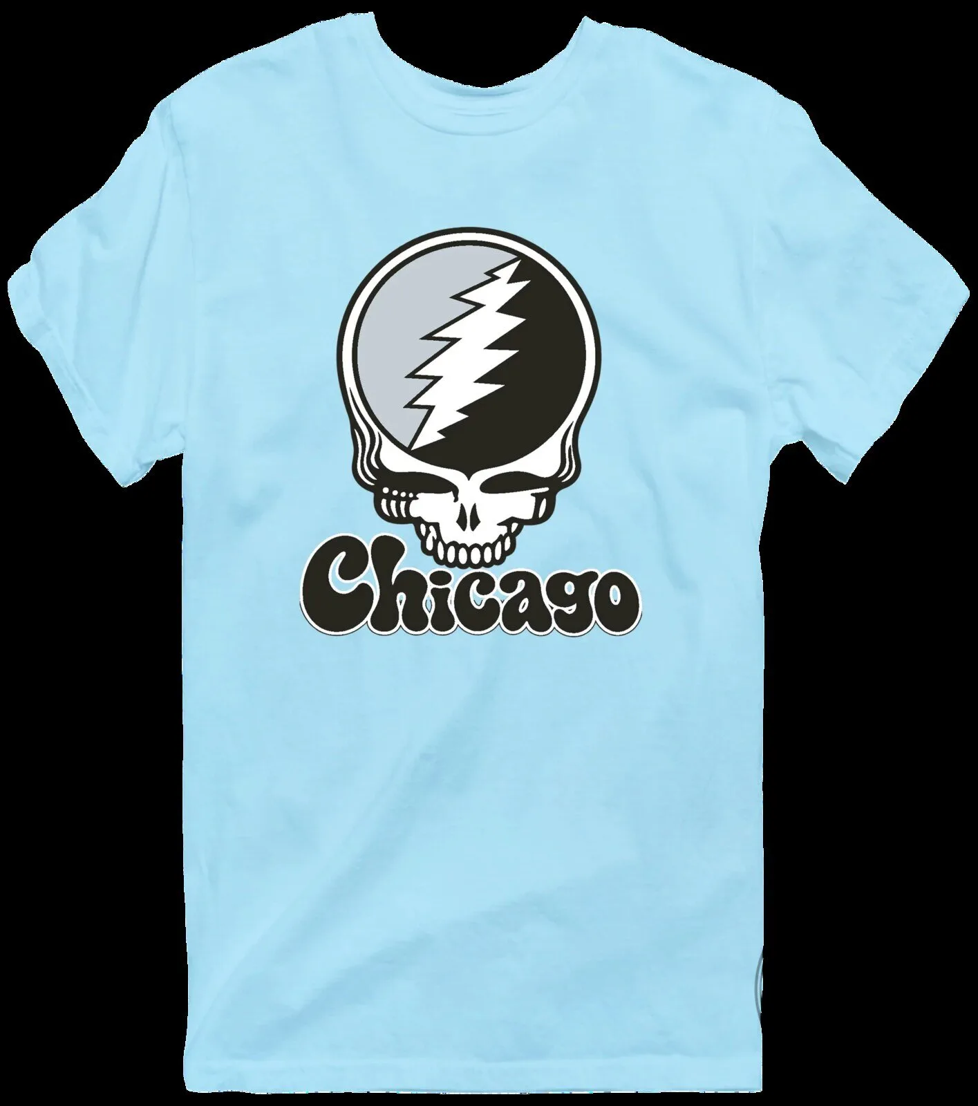 Grateful Dead Chicago Stealie Skull Logo Music Fan White T-Shirt 26 Grateful Dead Chicago Stealie Skull Logo Music Fan White T-Shirt