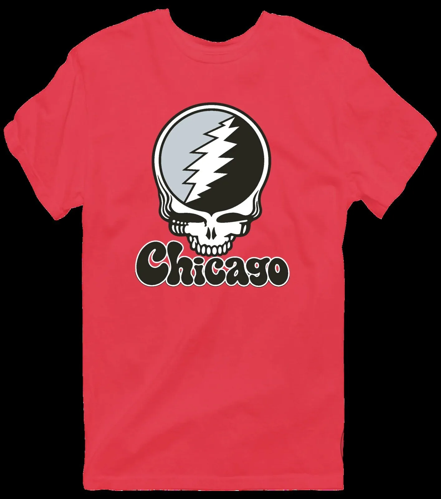 Grateful Dead Chicago Stealie Skull Logo Music Fan White T-Shirt 27 Grateful Dead Chicago Stealie Skull Logo Music Fan White T-Shirt